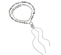 CAZSTYK Modern Tassels Necklace Stone Accent Dainty Layering Neck Chain Sweetheart Pendant Design Adjustable Layering Chain Necklace Turquoise Bead Embellished Heart Charm with Delicate Tassels