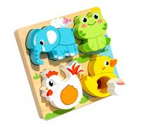 CAZSTYK Multi Age Childrens Wooden Puzzle Toy Board Animal Theme 3D Learning Promoting Spatial Awareness Animal Theme