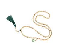 CAZSTYK Multi Functional Convertible Wood Bead Tassels Necklace with Glass Accent Can Be Worn As Necklace or Fashion Meditations Layering Beaded Bangle