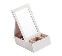 CAZSTYK Multifunctional PU Leather Jewelry Box for Necklace Earring Storage Stylish Folding Large Mirrored Case Foldable Cosmetic Glass Storage Case