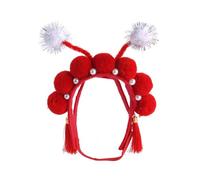 CAZSTYK Pet Chinese Headband for Christmas Mischievous Taking Photo Chinese Theme Headband with Adjustable Neck Strap Hairbands Rubber Bands for Hair Hairband for Small Dogs