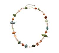 CAZSTYK Playful Irregular Shape Beaded Necklace Trendy Accessory Glass and Resin Beads Collarbone Chain Jewelry Vacation Clavicle Chain