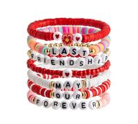 CAZSTYK Playful Soft Clay Wristband with Love and Strawberry Heart Multifuntional Elastic Beaded Hand Chain for Various Sizes Strawberry Heart Charm