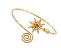 CAZSTYK Quick Adjust Vintage Sun Arm Band Featuring Turquoise Stone for Long Time Use Metal Construction Adjustable Bangle