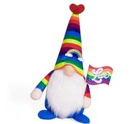 CAZSTYK Rainbow Festival Gnomes Plush Dolls Dwarf Elves Decoration Ornament With Sweet Love Heart For Bedroom Living Room Decors Gnomes Figurine Ornament