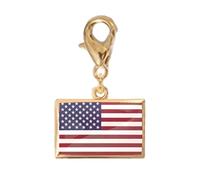 CAZSTYK Rectangular Flag Bracelet Charm Stainless Steel Travel Keychain Pendant Ornament with Secure Lobster Clasp for Wrist Chain Lobster Clasp Keyring