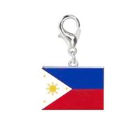 CAZSTYK Rectangular Flag Bracelet Charm Stainless Steel Travel Keychain Pendant Ornament with Secure Lobster Clasp for Wrist Chain Lobster Clasp Keyring