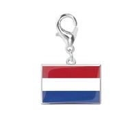 CAZSTYK Rectangular Flag Bracelet Charm Stainless Steel Travel Keychain Pendant Ornament with Secure Lobster Clasp for Wrist Chain Lobster Clasp Keyring