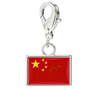 CAZSTYK Rectangular Flag Bracelet Charm Stainless Steel Travel Keychain Pendant Ornament with Secure Lobster Clasp for Wrist Chain Lobster Clasp Keyring