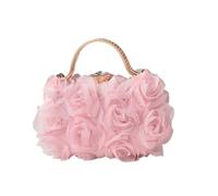 CAZSTYK Rose Flower Evening Handbag With Rhinestones Top Handle For Prom And Wedding Elegant Floral Clutches Purse With Chain Elegant Flower Evening Bag
