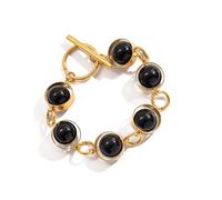 CAZSTYK Rotating Black Glass Bead with Secure OT Clasp Stainless Steel Minimalist Jewelry for Women Adjustable Fashion Accessories Fashion Hand Chain