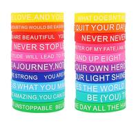 CAZSTYK Set Of 20 Silicones Motivational Wristbands With Inspirational Sayings Multi Color Assortment For Gifting And Party Positives Energy Band