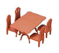 CAZSTYK Simulation Dining Table with 4 Chair Miniature Furniture Set for Doll House Decoration and Children Role Playing Game Doll House Table and Chairs Set