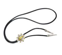 CAZSTYK Statement Bolo Necklace Black Cord Metal, Flower shaped font
