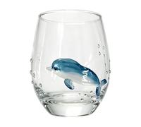 CAZSTYK Stemless Clear Drinking Glass, Dolphin1 3D Stereoscopic