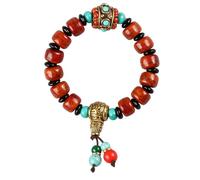 CAZSTYK Stretchy Green Turquoise Beaded Wrist Bangle with Tibetan Yak Bone and Copper Beads for Unisex Wear Beads Wristband