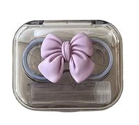 CAZSTYK Stylish Contacts Lens Holder with Bowknot Decors Wearing Tool and Solution Bottle for Daily Use Travel Essential Contacts Case