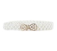 CAZSTYK Stylish Rhinestones and Pearls Waist Embellishment Sophisticated Pearls Beaded Belt Adjustable Waist Adornment Wedding Accessory