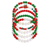 CAZSTYK Stylish Set for Women Christmas Celebrating Letters Wrist Chains Y2K Exquisite Beaded Bangle Charm Santa Charm
