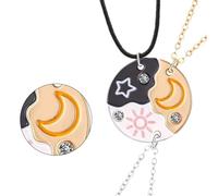 CAZSTYK Stylish Sun Star Pendant Matching Necklaces Adjustable Chain | Sun Themed Matching Necklaces for Couples and Friend Groups, Sturdy Zines Alloy