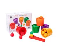 CAZSTYK Toddler Educational Sorting Game Cup Toy for Hand Eye Coordination Color Matching Fruit Vegetable Cognitive Activity Toy Interactive Parent Child Learning Game