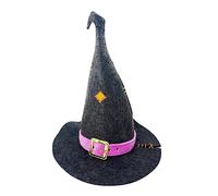 CAZSTYK Tulle Witch Hat Costume for Women Men Teenagers, Dark Grey | Delicate Witch Hats, Wide Brim Pointed Hat Accessory, Tulle Witch Hat with Patches, Adults Cosplay Costume