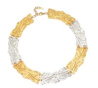 CAZSTYK Unique Asymmetrical Chokers Necklace in Steel Composite Materials with Baroques Pearls for Daily Wear and Social Event High End Geometric Collar