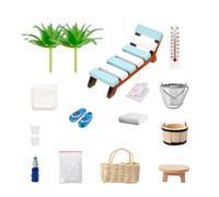 CAZSTYK Vacation Theme Doll House Wooden Lounge Chair With Realistic Design For Outdoor Beach Vacation Relaxation Scene Setting Beach Chair For Doll House