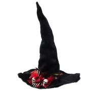 CAZSTYK Witch Hat with Skull Hand Applique for Adult Teen, Black | Comfortable Cosplay Tool for Adult Teen Photography School Carnivals Costume Wizard Hat