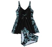 CAZSTYK Women Two Piece Swimdress Skirted Tankini Swimsuit with Briefs Adjustable Strap Bathing Suit for Swimming Sunbathing Conservative Swimsuit Set