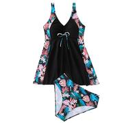 CAZSTYK Women Two Piece Swimdress Skirted Tankini Swimsuit with Briefs Adjustable Strap Bathing Suit for Swimming Sunbathing Conservative Swimsuit Set