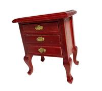 CAZSTYK Wooden Dollhouses Nightstand With Curved Legs And Functional Drawer Detailed 1/12 Scale Miniature Furniture Decors Dollhouses Bedside Drawer Unit