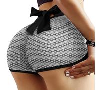 CAZSTYK Yogas Fitness Shorts Polyester Texture for Women Butt Lift Pattern Wicking Stretchy Bowknot Back Fitness Shorts