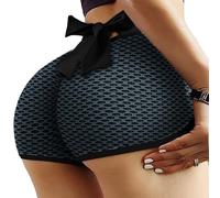 CAZSTYK Yogas Fitness Shorts Polyester Texture for Women Butt Lift Pattern Wicking Stretchy Bowknot Back Fitness Shorts