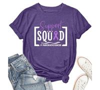 CAZYCHILD Pancreatic Cancer Shirt for Women Purple Ribbon Support Pancreatic Cancer Awareness Tees Tops, Squad-purple, L