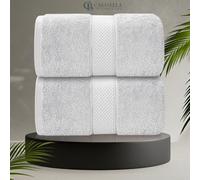 CB CASABELLA 2 Piece Jumbo Bath sheet 100% Combed Cotton Extra Large Bath Towel bale set super Absorbent Soft White 2 Pack 90X180 CM Bath-sheets for bathroom
