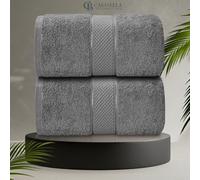 CB CASABELLA 2 Piece Jumbo Bath sheets 100% Combed Cotton Extra Large Bath Towel bale set super Absorbent Soft Silver 2 Pack 90X180 CM Bath sheets Extra Large Bathroom Set Beach Towel