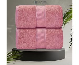 CB CASABELLA 2 Piece Jumbo Bath sheets 100% Combed Cotton Extra Large Bath Towel bale set super Absorbent Soft Pink 2 Pack 90X180 CM Bath sheets Extra Large Bathroom Set Beach Towel