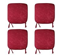CB CASABELLA 4 Removable Elegant Chair Pads Seat Pads for Home Dining Room Kitchen Office Garden Patio 38X38 Cm Marble Red Chairpads Seatpads With ties