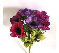 CB Imports Artificial Anemone Bunch 9-Stems 23cm, Red Pink and Purple (Pack of 5)