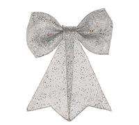 CB Imports Glitzy XL Silver Sparkly Christmas Bow Decorations. 33 x 40cm