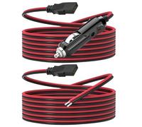 CB Radio Power Cord, 3 Pin 2 Wire Cable with Stripped Ends & 12V Lighter Plug Compatible with Cobra Galaxy Stryker Midland Uniden Connex Victrola, 15A Fused Heavy Duty 16AWG Copper for CB Ham Radio