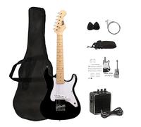 CB SKY 32 Inch Kids Electric Guitar Beginner Kit, Junior 1/4 Size Mini Electric Guitar for Children with 5W Amplifier, Beautiful Chritsmas Guitar Gifts (Black-bag)