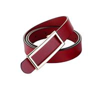 CB Women Fashion Soft Genuine Leather Belts Waist Belt Gold Solid Color Buckle Waistband For Pants, Jeans Suit Waist Size 29"-35", Style B-Lava, Style B-lava, Suit Waist Size 29"-35"