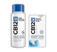 CB12 Fresh Breath Bundle | Alcohol-Free | Original Mint Mouthwash (1x250ml) - 12hr Fresh Breath & Gum (1x10 Pieces) - Instant Freshness | Pack of 2