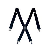 CB4 Accessories Heavy Duty X-Back Suspenders, Adjustable Elastic Braces with Metal Clips, (Black)