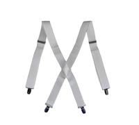 CB4 Accessories Heavy Duty X-Back Suspenders, Adjustable Elastic Braces with Metal Clips, (White)