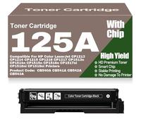 CB540A CB541A CB542A CB543A Toner Cartridges 125A Compatible Toner for HP CP1213 CP1214 CP1215 CP1216 CP1217 CP1513n CP1514n CP1515n CP1516n CP1517ni CP1518ni CP1519ni,Black-125A
