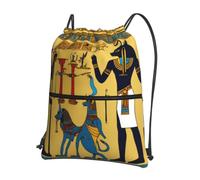 Cbaaghh Ancient Egypt Tribe Seriesprint Drawstring Zipper Backpack, String Bag With Zipper Pockets Cinch Bag Sport Gym Sackpack