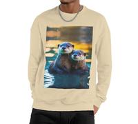 Cbaaghh Animal Cute Brown Otters Print Men'S Crew Neck Sweatshirt,Men Graphic Sweatshirts Loose Crewneck Hoodies Pullover
